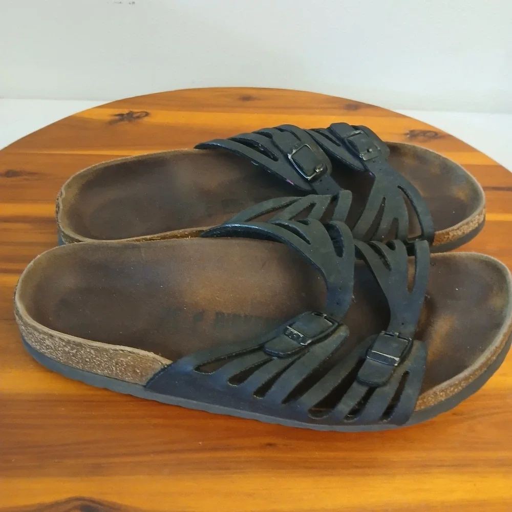 Birkenstock Granada Women 39 Black Sandals Slides Straps Cork Footbed